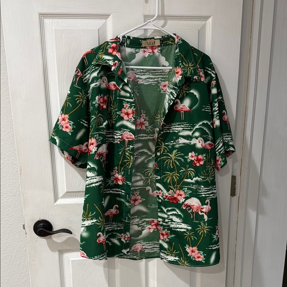Green Sz XXL Tropical‎ Print Women's Button Up - Picture 4 of 4